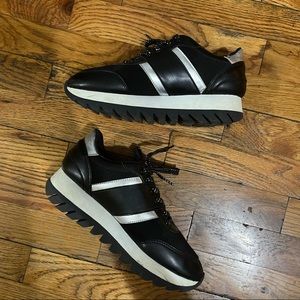 COPY - Zara Trafaluc Black with Silver Stripes Platform Sneakers Shoes